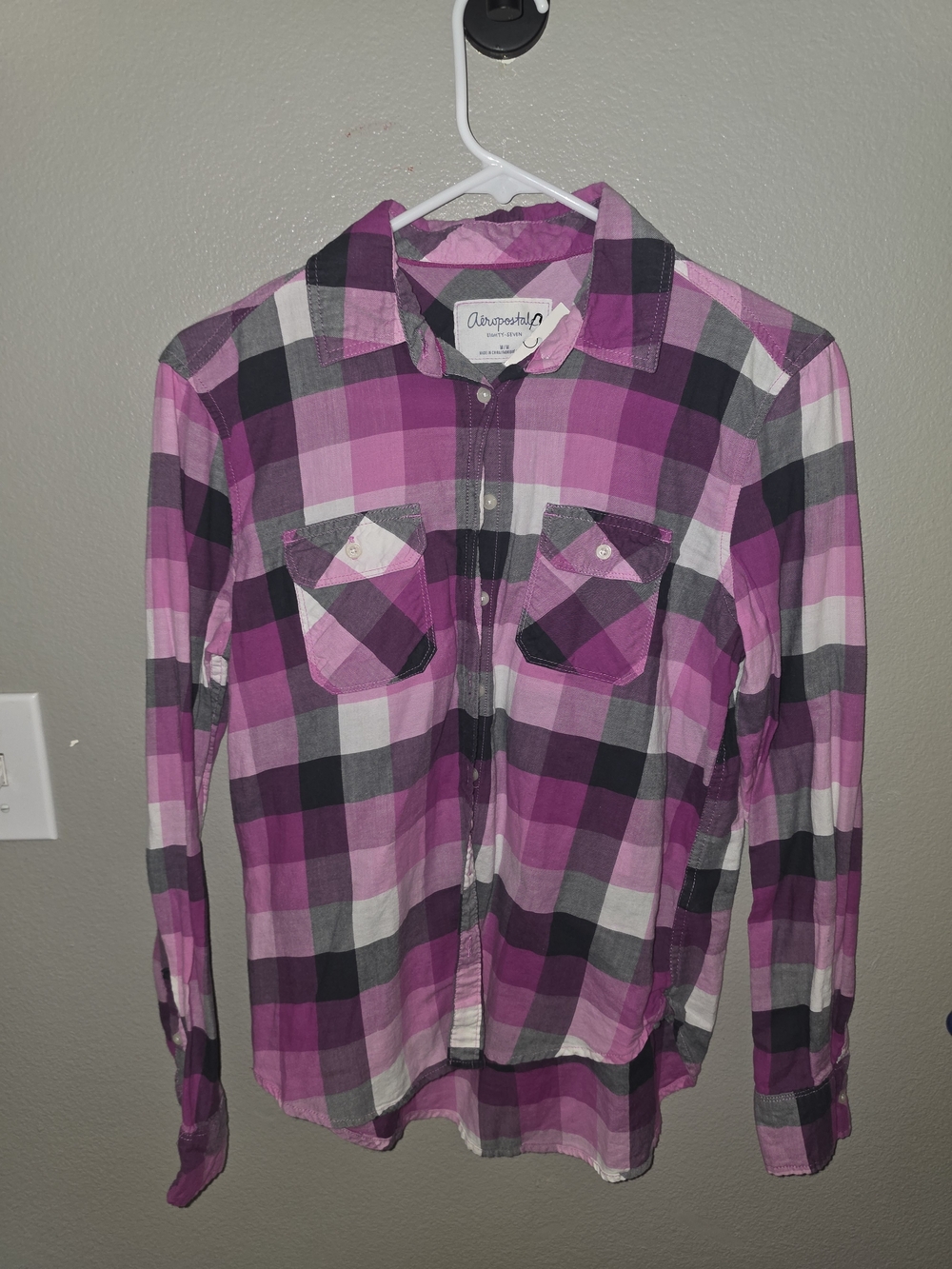 Aeropostale Pink Plaid Button-Down Shirt